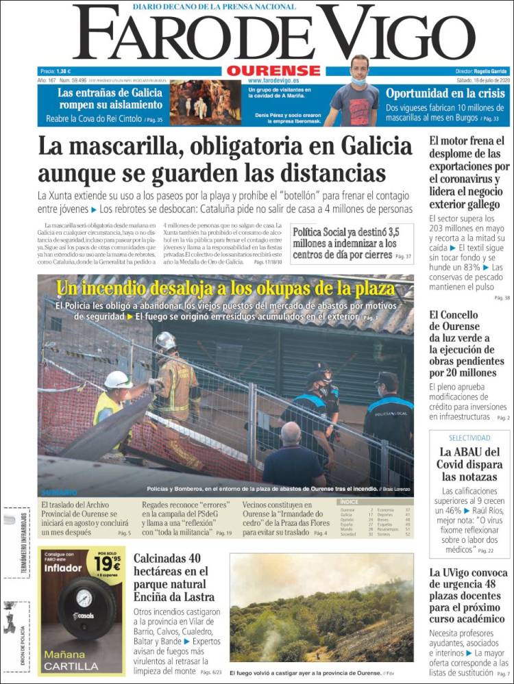 Portada de El Faro de Vigo - Ourense (España)