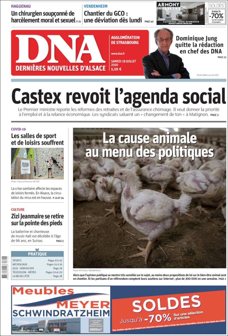 Portada de Les Dernières Nouvelles d'Alsace (Francia)