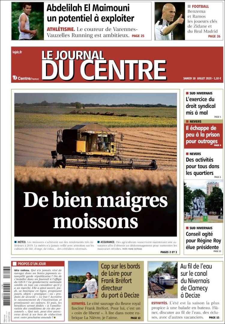 Portada de Le Journal du Centre (Francia)