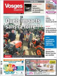Portada de Vosges Matin (Francia)
