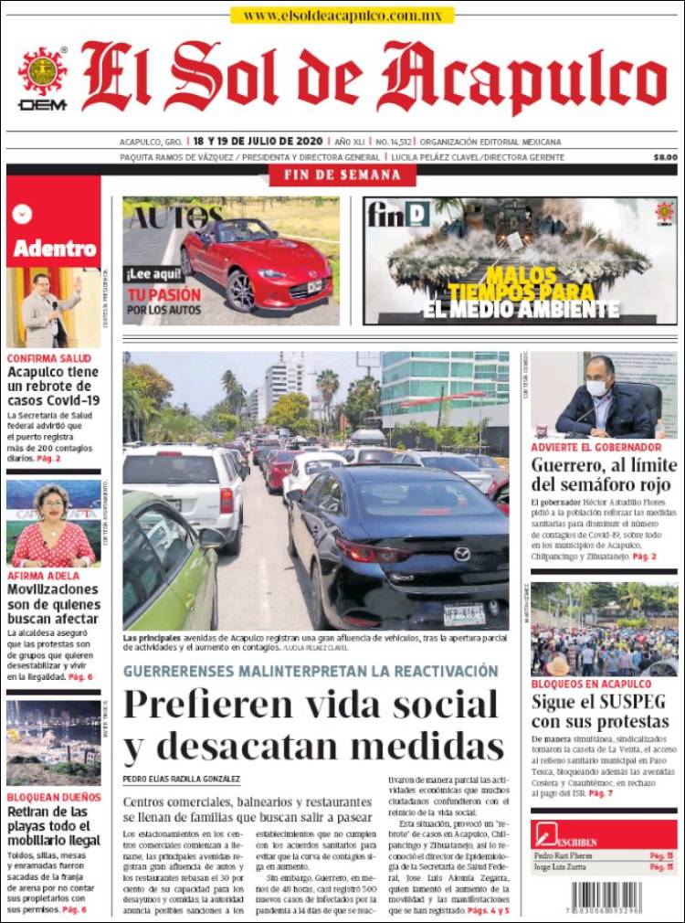 Portada de El Sol de Acapulco (M&eacute;xico)