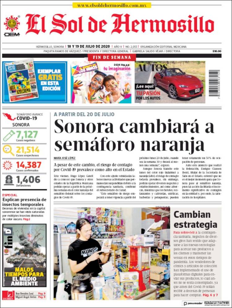 Portada de El Sol de Hermosillo (M&eacute;xico)