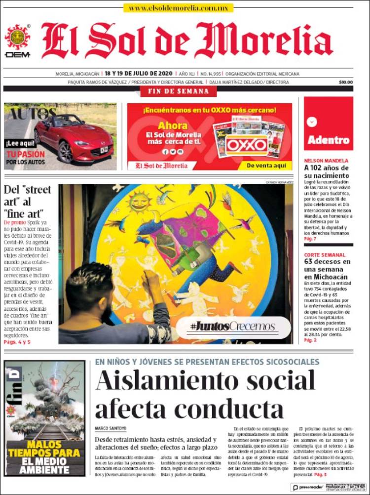 Portada de El Sol de Morelia (M&eacute;xico)