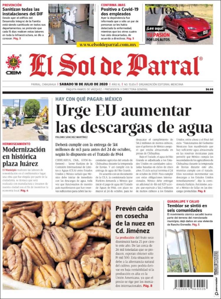 Portada de El Sol de Parral (M&eacute;xico)