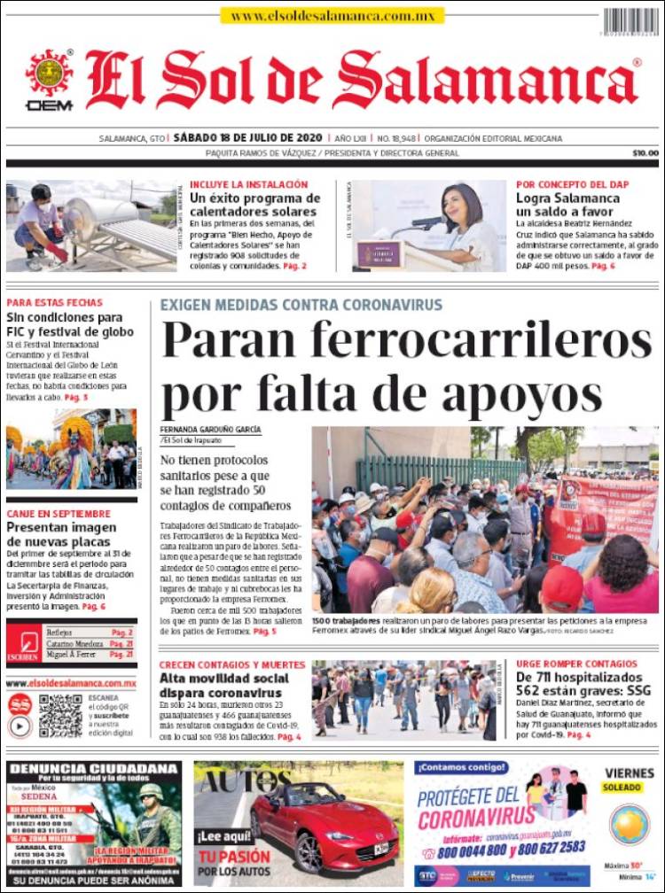 Portada de El Sol de Salamanca (M&eacute;xico)