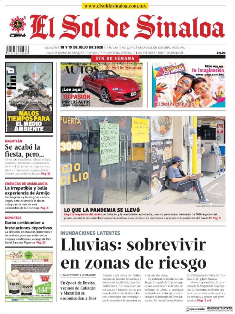 Portada de El Sol de Sinaloa (M&eacute;xico)