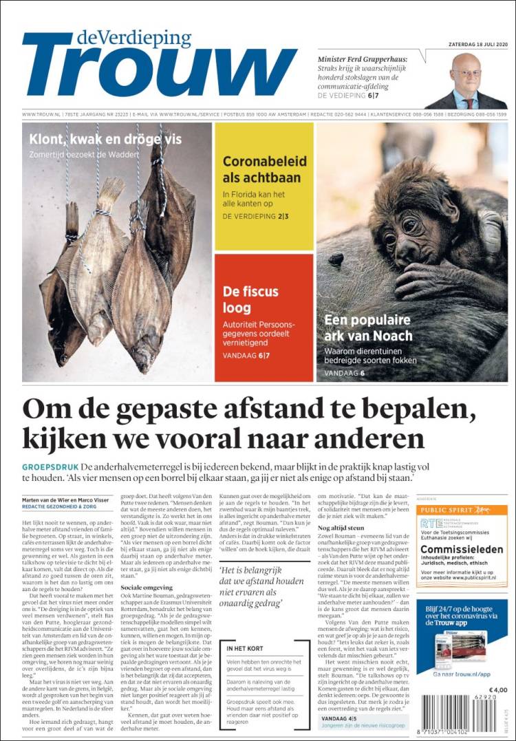 Portada de Trouw (Pa&iacute;ses Bajos)