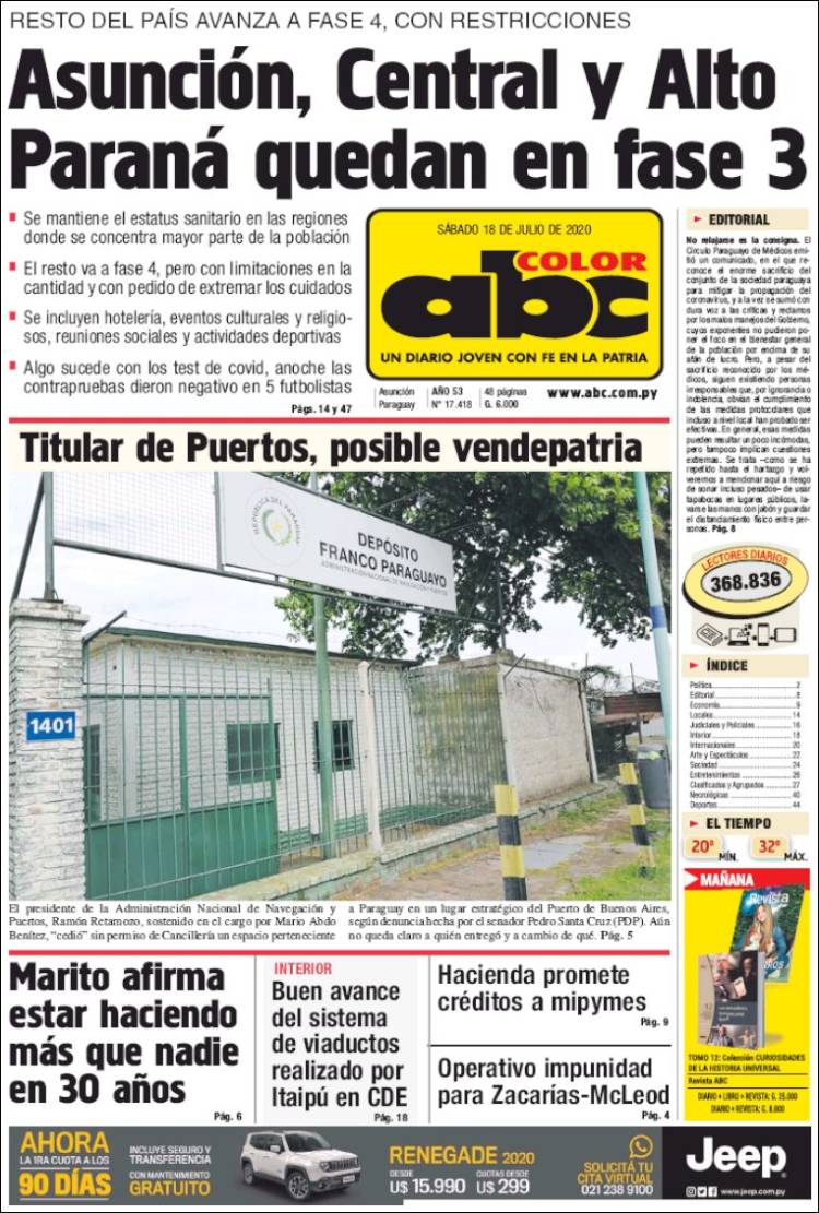 Portada de ABC Color (Paraguay)