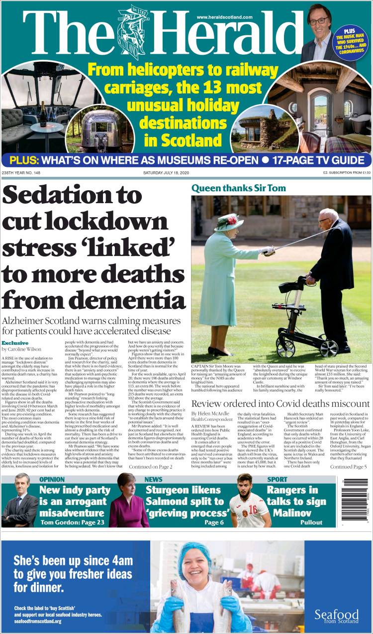 Portada de The Herald (Reino Unido)