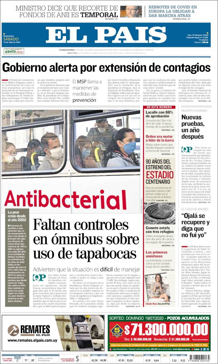 Portada de El País (Uruguay)