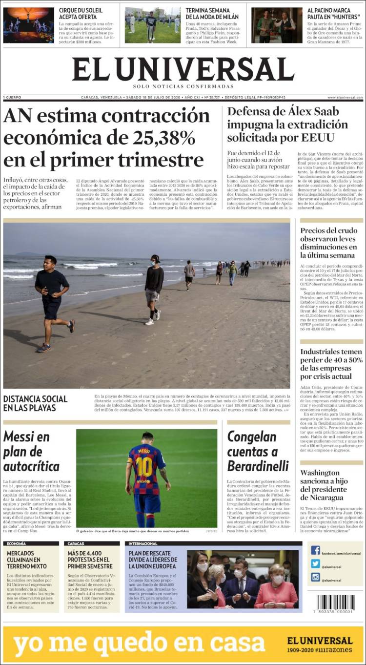 Portada de Universal (Venezuela)