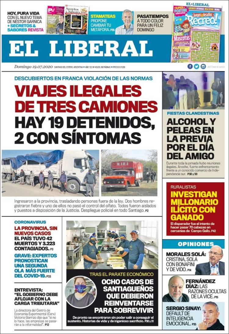 Portada de Diario El Liberal (Argentina)
