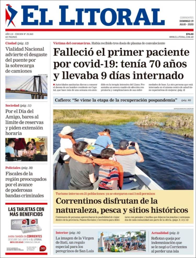 Portada de El Litoral Corrientes (Argentina)