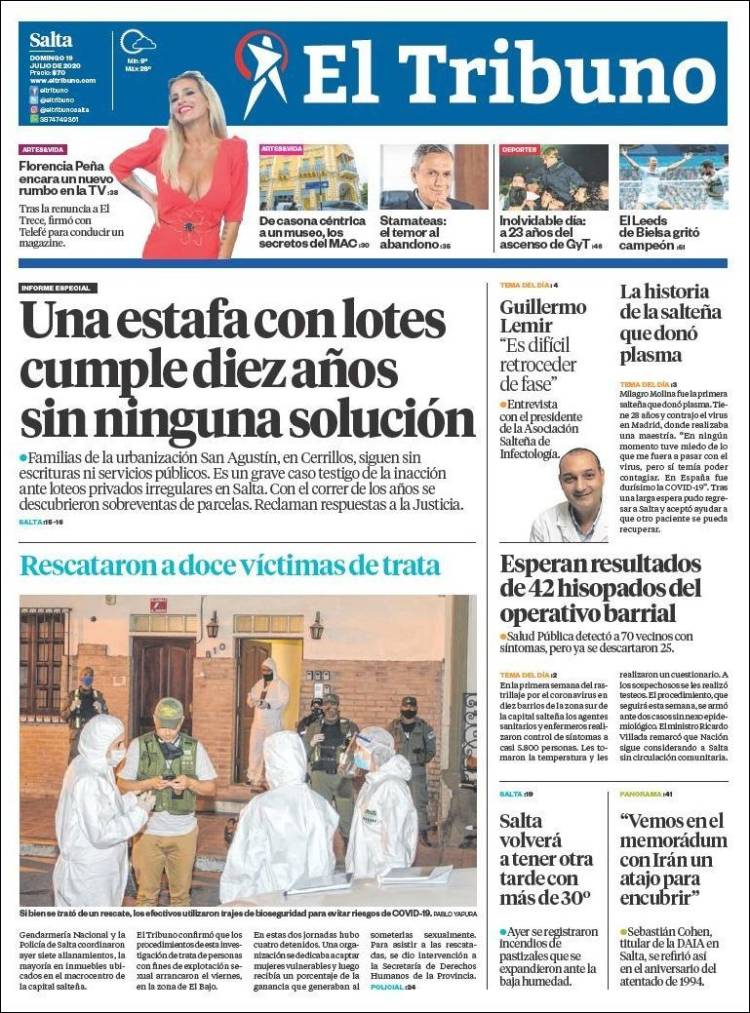 Portada de El Tribuno - Salta (Argentina)