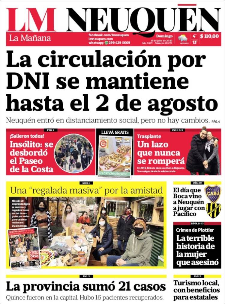 Portada de La Mañanade Neuquén (Argentina)
