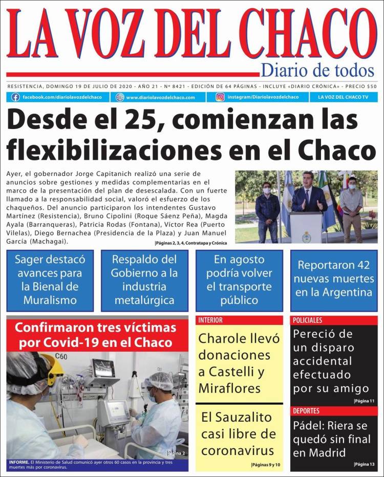 Portada de La Voz del Chaco (Argentina)