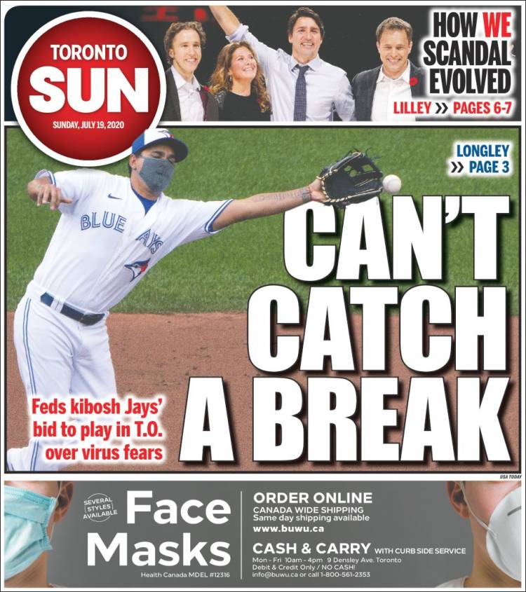 Portada de The Toronto Sun (Canadá)