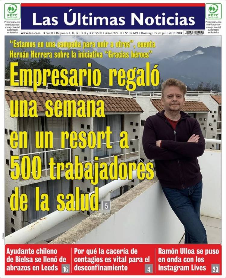 Portada de Las Últimas Noticias (Chile)