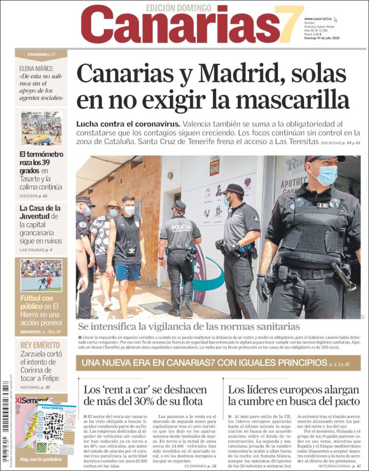 Portada de Canarias 7 (España)