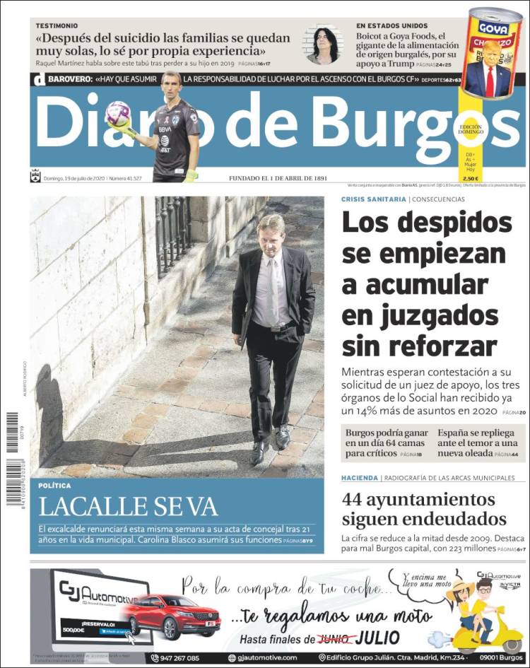 Portada de Diario de Burgos (España)