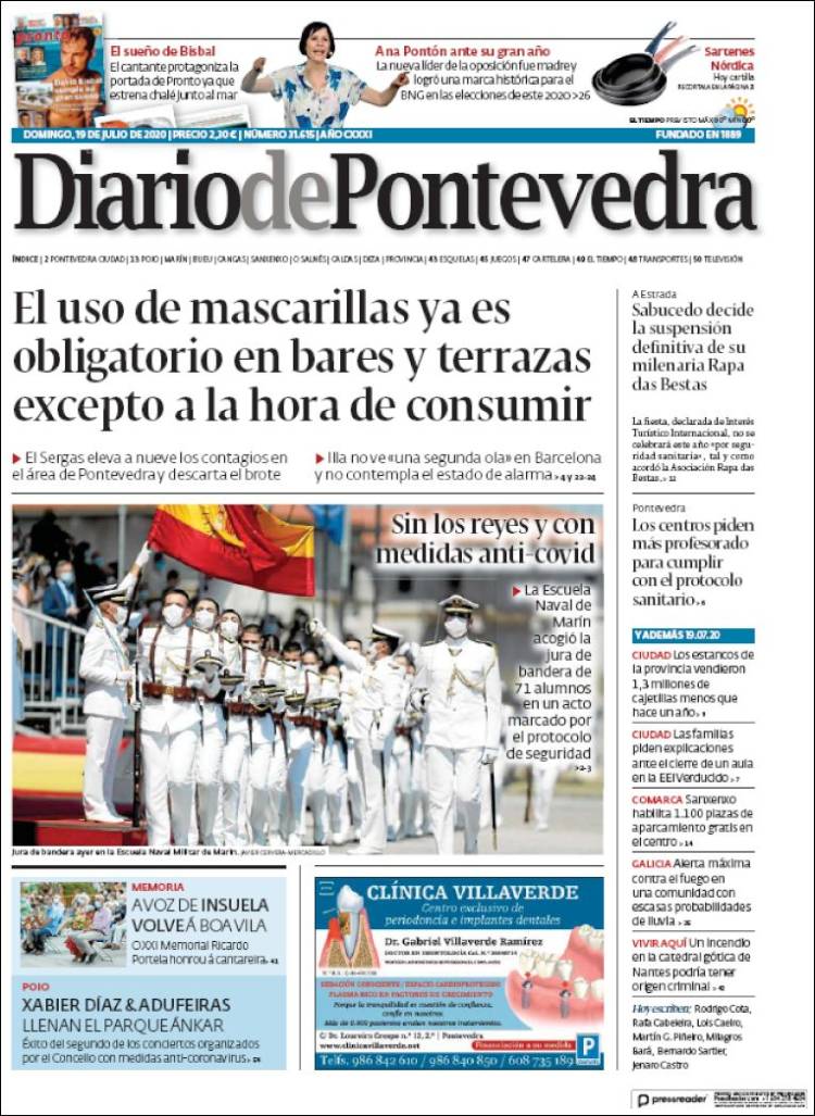 Portada de Diario de Pontevedra (España)