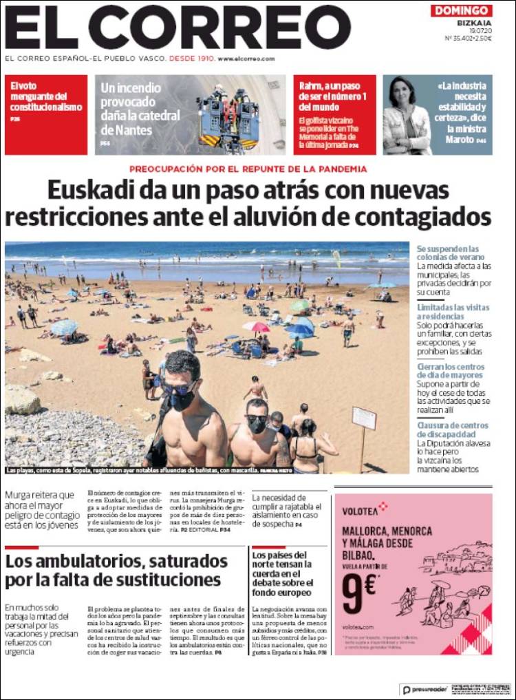 Portada de El Correo (España)