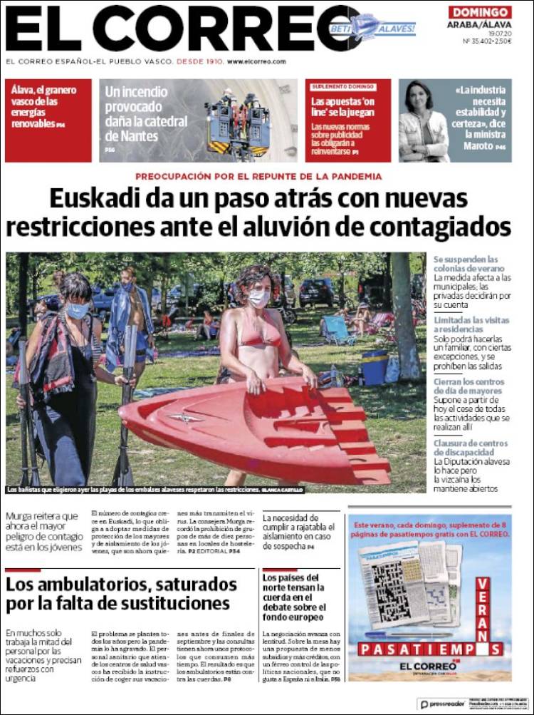 Portada de El Correo - Álava (España)