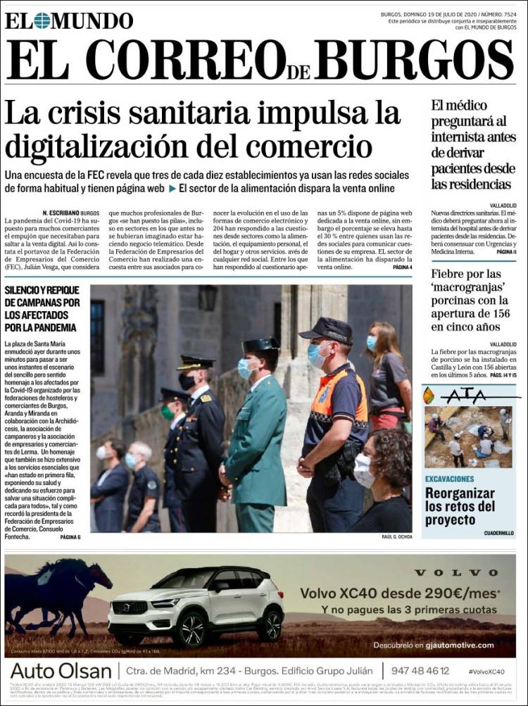 Portada de El Correo de Burgos (España)