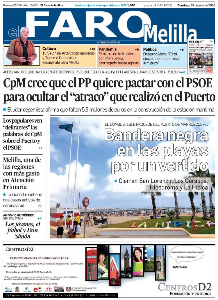 Portada de El Faro de Melilla (España)