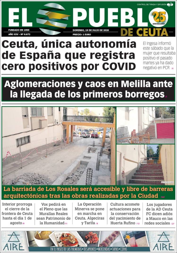 Portada de El Pueblo de Ceuta (España)