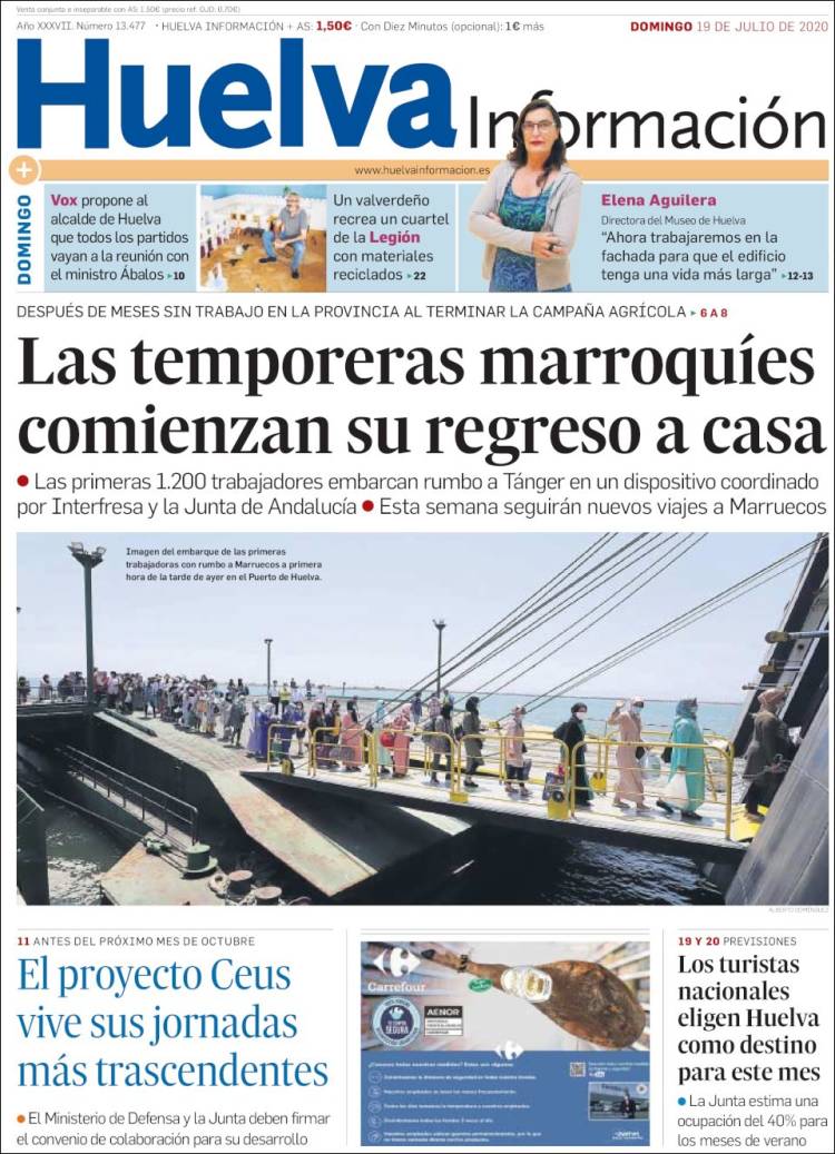 Portada de Huelva Información (España)