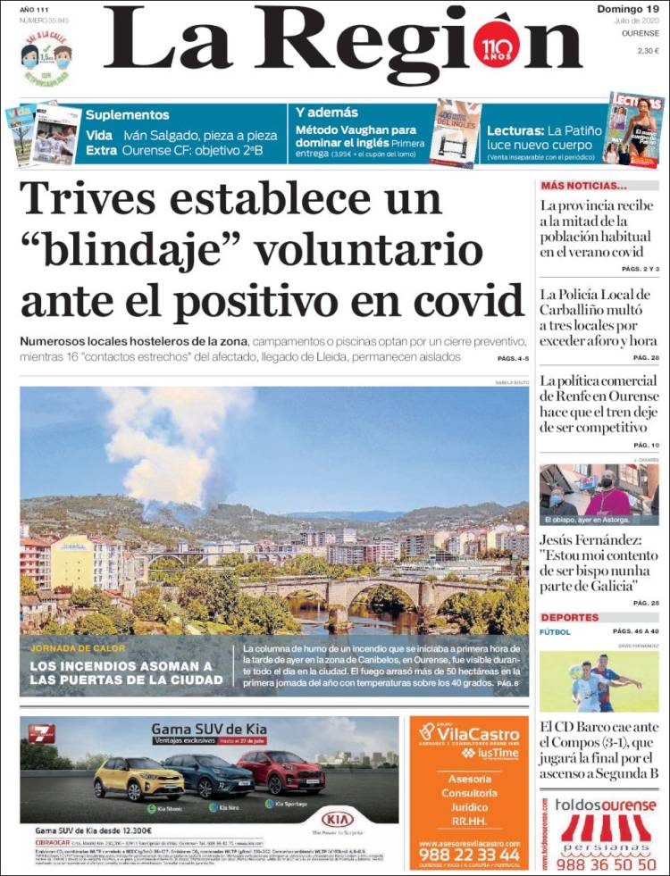 Portada de La Región de Ourense (España)