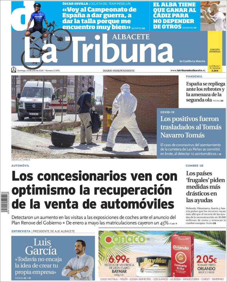 Portada de La Tribuna de Albacete (España)