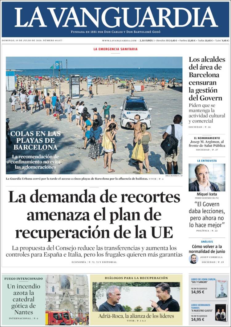 Portada de La Vanguardia (España)