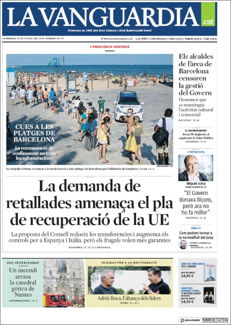 Portada de La Vanguardia (España)