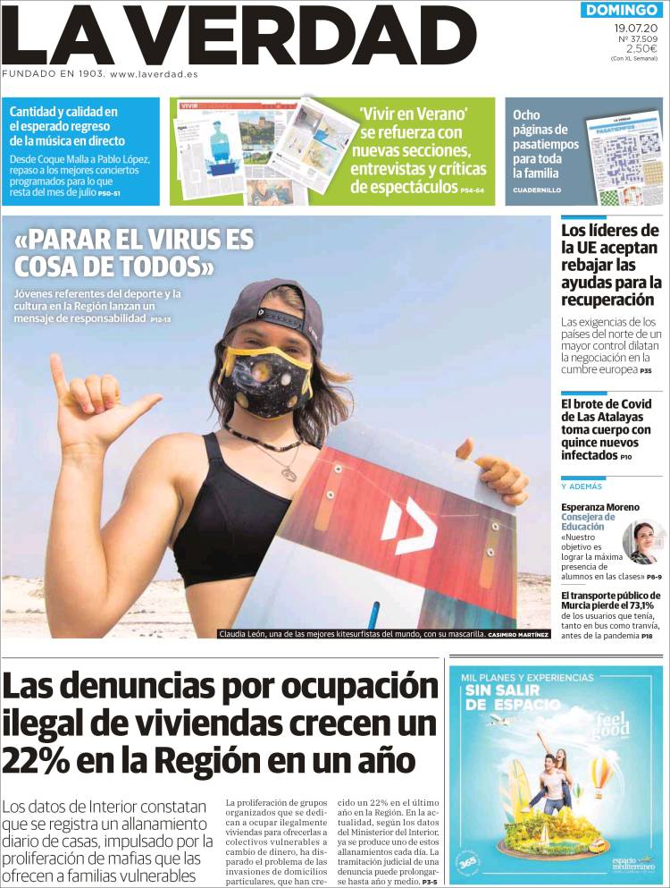 Portada de La Verdad de Murcia (España)