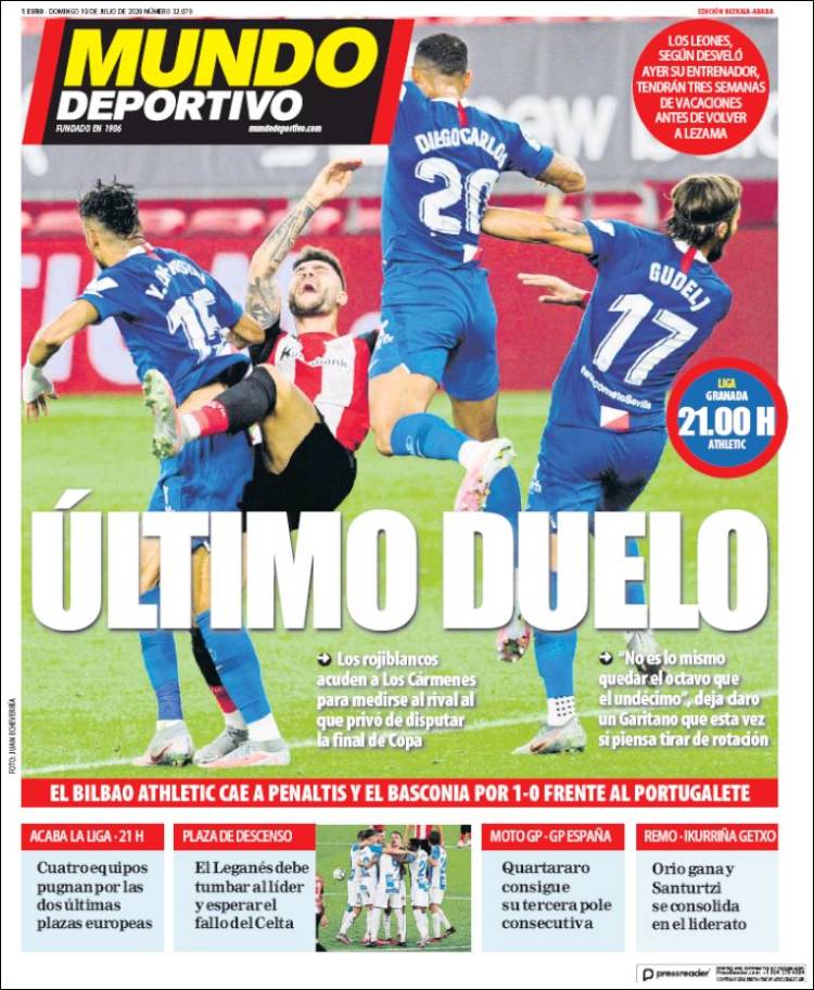 Portada de Mundo Deportivo Bizkaia (España)