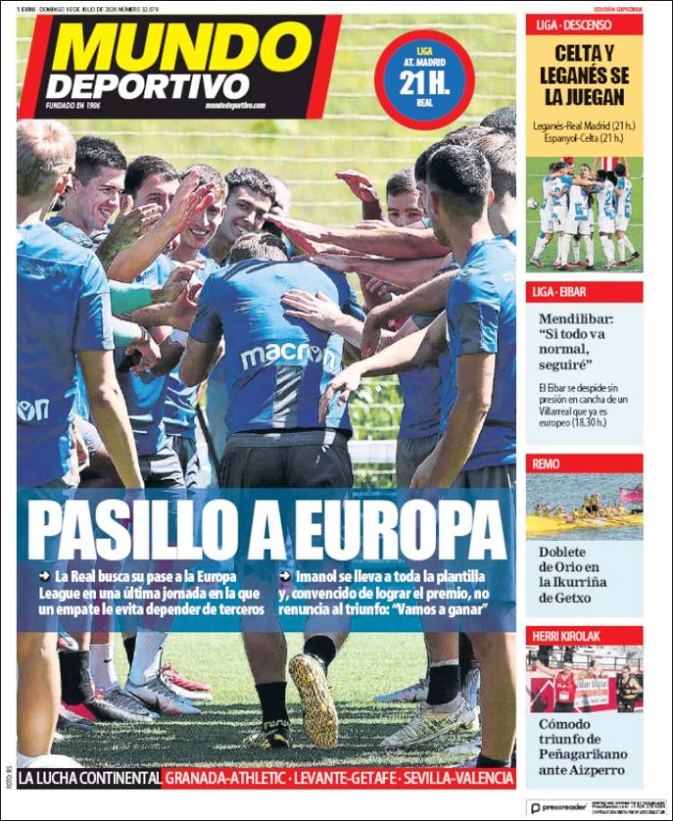 Portada de Mundo Deportivo Gipuzkoa (España)