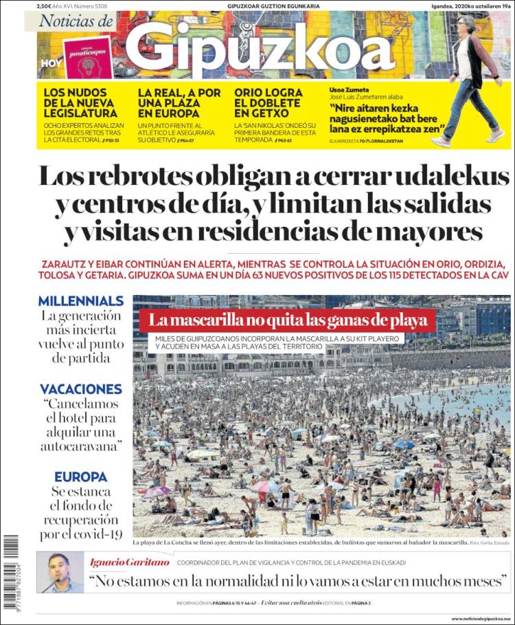 Portada de Noticias de Gipuzkoa (España)