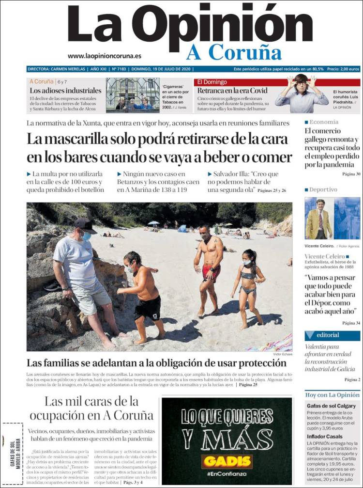 Portada de La Opinión de A Coruña (España)