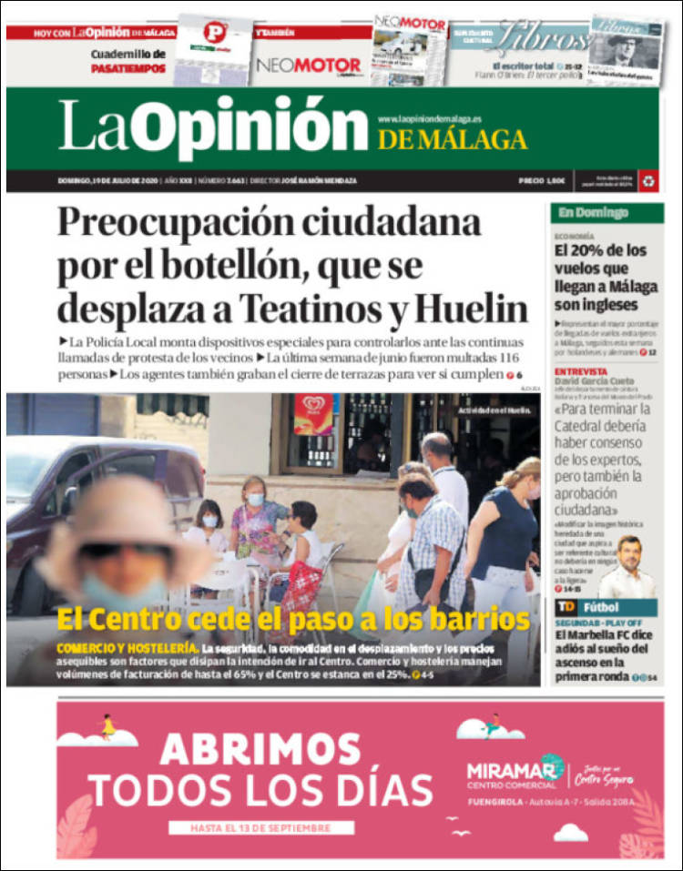 Portada de La Opinión de Málaga (España)