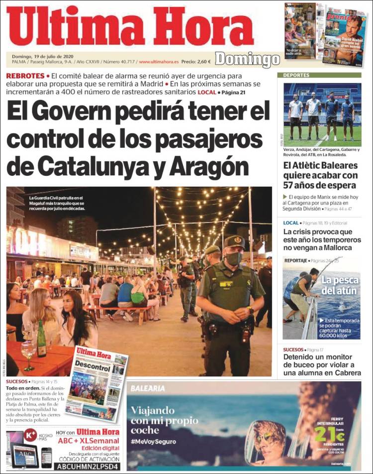 Portada de Última Hora (España)