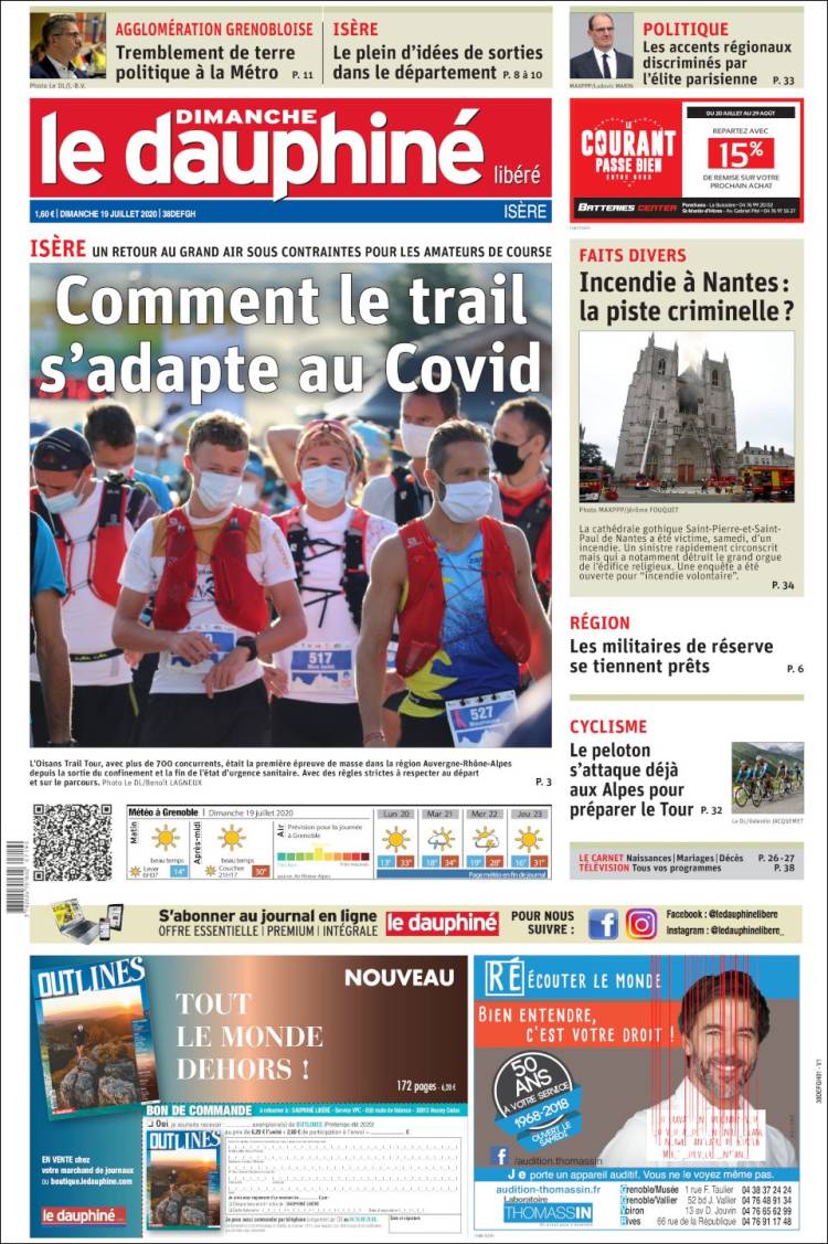 Portada de Le Dauphiné Libéré (Francia)
