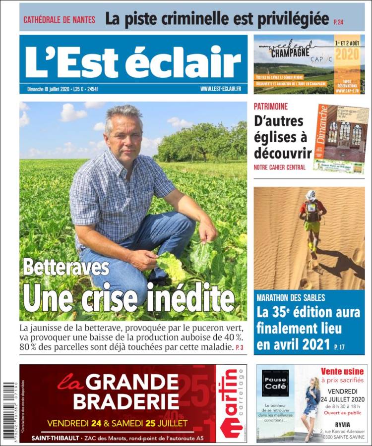 Portada de L'Est Eclair (Francia)