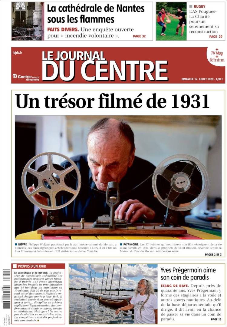 Portada de Le Journal du Centre (Francia)