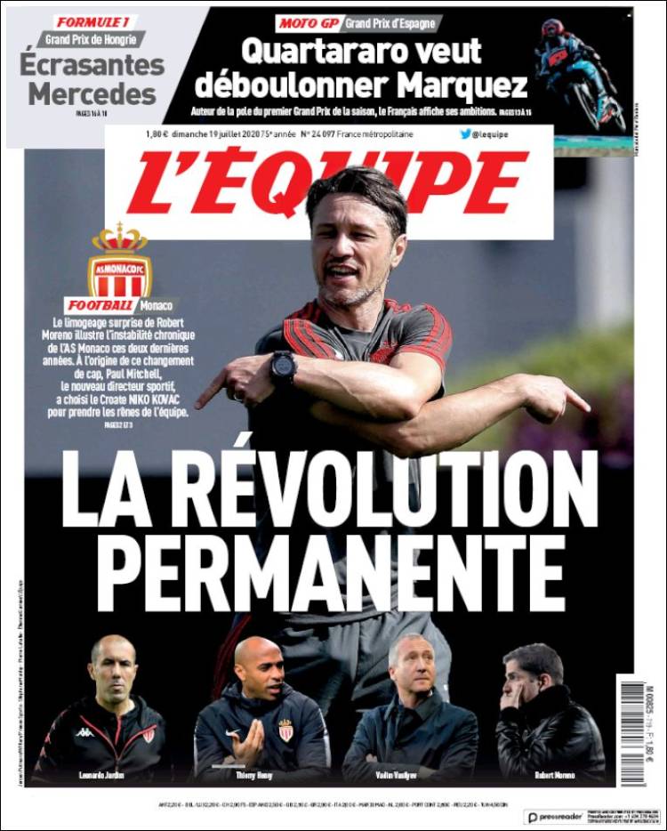 Portada de L'Equipe (Francia)