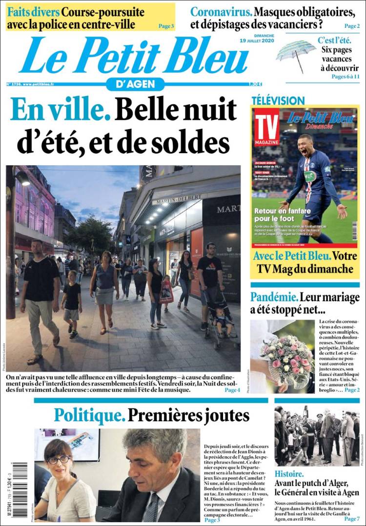 Portada de Le Petit Bleu (Francia)