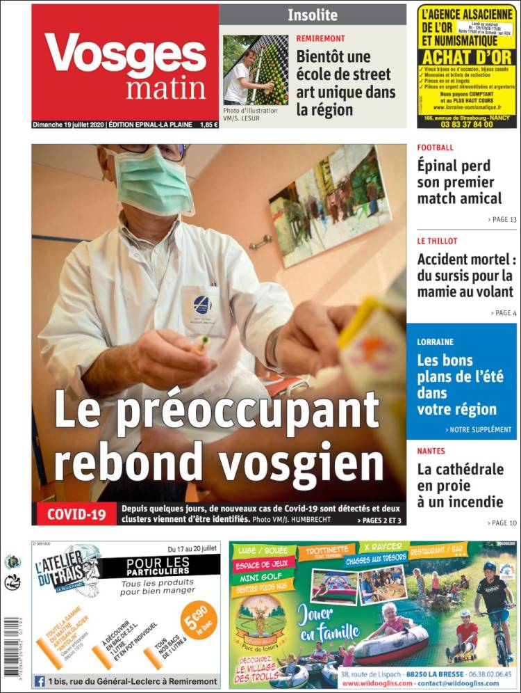Portada de Vosges Matin (Francia)