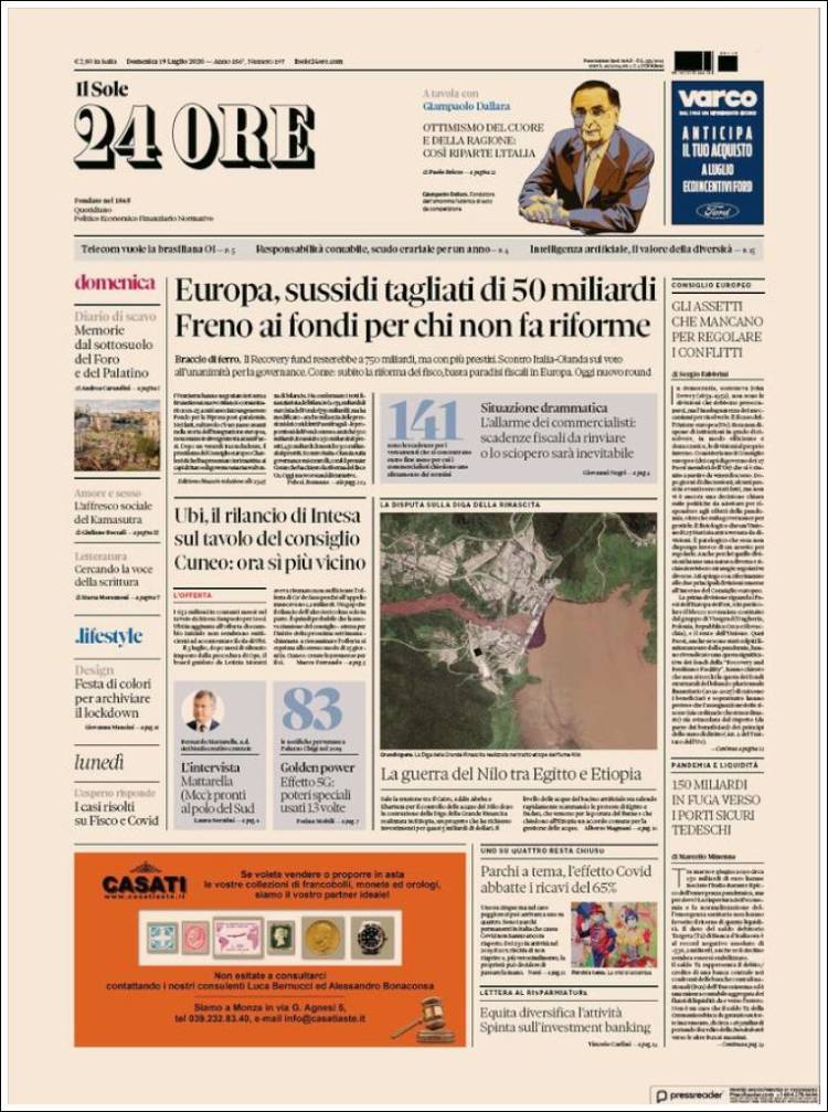 Portada de Il Sole 24 ORE (Italia)