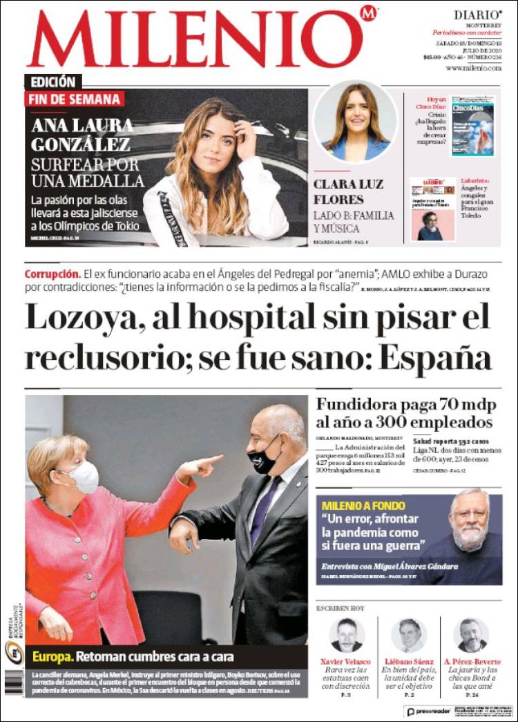 Portada de Milenio de Monterrey (M&eacute;xico)